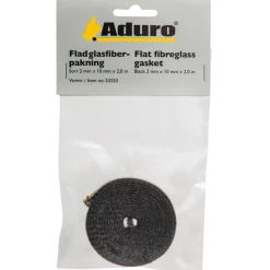 Aduro sort flad glasfiberpakning 2mm x 10 mm x 2,0 m