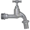 Aftapventil m/t-greb inkl slangeforskuning 3/4" mat krom