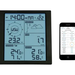 Alecto WS-5200 Professionel 6 i 1 WiFi vejrstsation med app og trådløs sensor sort