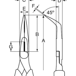 Bahco ergo spidstang bukket spids 45° 160 mm