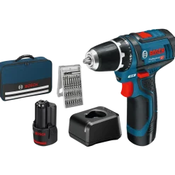 Bosch GSR 12V-15 bore/-skruemaskinesæt 2x2Ah batteri/lader/taske/borsæt