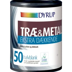 Dyrup træ og metalmaling ekstra dækkende 50 hvid 0,38 L
