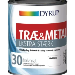 Dyrup træ og metalmaling ekstra stærk 10  hvid 1 L