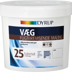 Dyrup vægmaling fugtbremsende 25 hvid 4,5 L