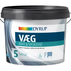 Dyrup vægmaling mat og vaskbar 5 hvid 9 L
