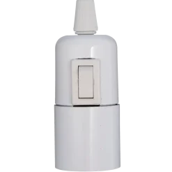 E-Line fatning E27 m/afbryder glat hvid