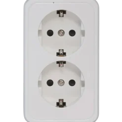 E-Line Schuko Dobbelt Udtag hvid