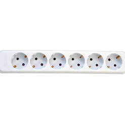 E-Line schuko stikdåse 6-vejs hvid