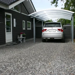 Enkelt stålcarport 3060x5200 mm med buet termotag