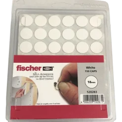 Fischer selvklæbende dækhætter 18 mm hvid 720 stk