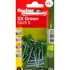 Fischer SX Green dyvel m/krave 5x25 mm 90 stk