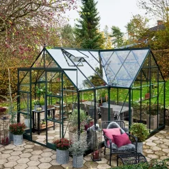Halls Garden Room drivhus 12,9 m² grøn 3 mm hærdet glas