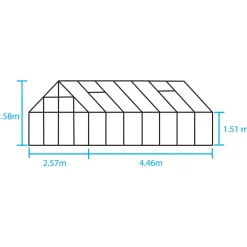 Halls Magnum 148 drivhus med hærdet glas, inkl. sokkel 11,5 m²