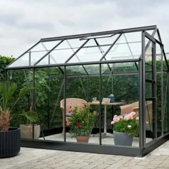 Halls Popular 106 drivhus sort med delt glas, inkl. sokkel 6,2 m²