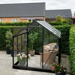 Halls Popular 106 drivhus sort med delt glas, inkl. sokkel 6,2 m²