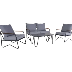 Høj sofasæt sort m/mørkegrå hynder