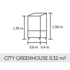 Juliana Urban City Greenhouse vægdrivhus sort med hærdet glas 0,32 m²