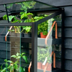 Juliana Urban City Greenhouse vægdrivhus sort med hærdet glas 0,32 m²