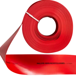 Kabelafdæk 100X2 mm 50 meter rød "PAS PÅ, HERUNDER ELKABEL"