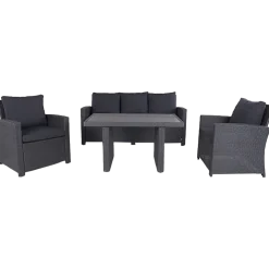 Langø sofasæt  m/hynder sort