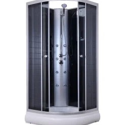 Milobad brusekabine rondo med massagedyser 90x90 cm hvid/grå