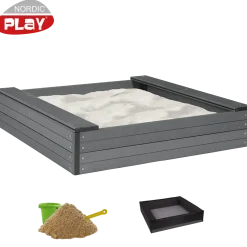 Nordic play sandkasse WPC inkl. 240 kg. sand + net 120x120 cm