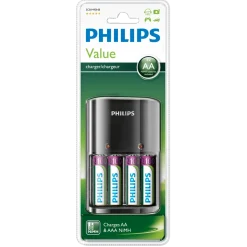 Philips batterioplader AA/AAA incl. 4 stk. AA batterier