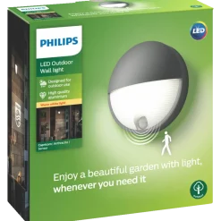 Philips Capricorn udendørs væglampe med sensor antracit
