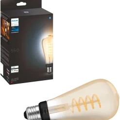 Philips Hue LED edison pære E27 7W ST72 filament hvid ambiente