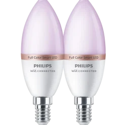 Philips Smart LED farve kertepære E14 4,9W C37 2-pak