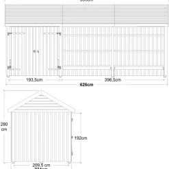 Plus Classic Multi Havehus 14,5 m²  3 moduler m/dobbeltdør og åben front