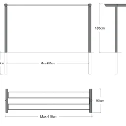 Plus classic tørrestativ 90x185x400 cm sort