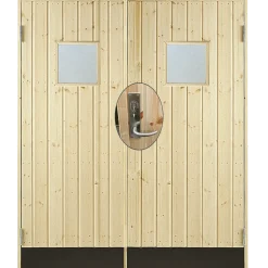 Plus dobbeltudhusdør panel med vindue inkl. karm/montagesæt  HU 151,2x187,8 cm
