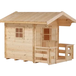 PLUS Legehus 134×134 cm + 58 cm terrasse ubehandlet inkl. tagpap