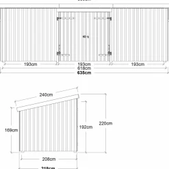 Plus Nordic Multi Havehus 14 m²  3 moduler m/dobbeltdør og lukket front