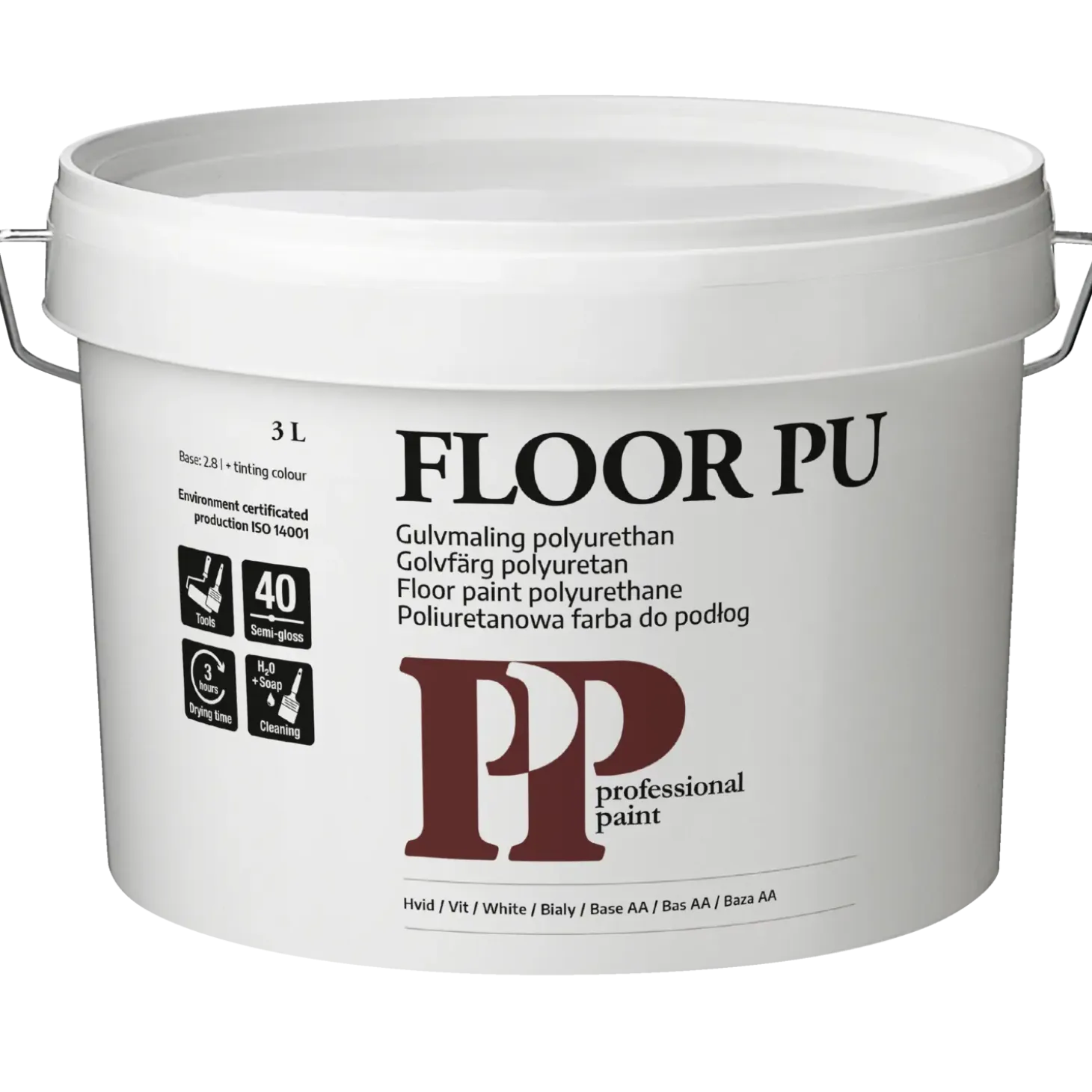 PP Gulvmaling PU Hvid/Base AA 2,8 L
