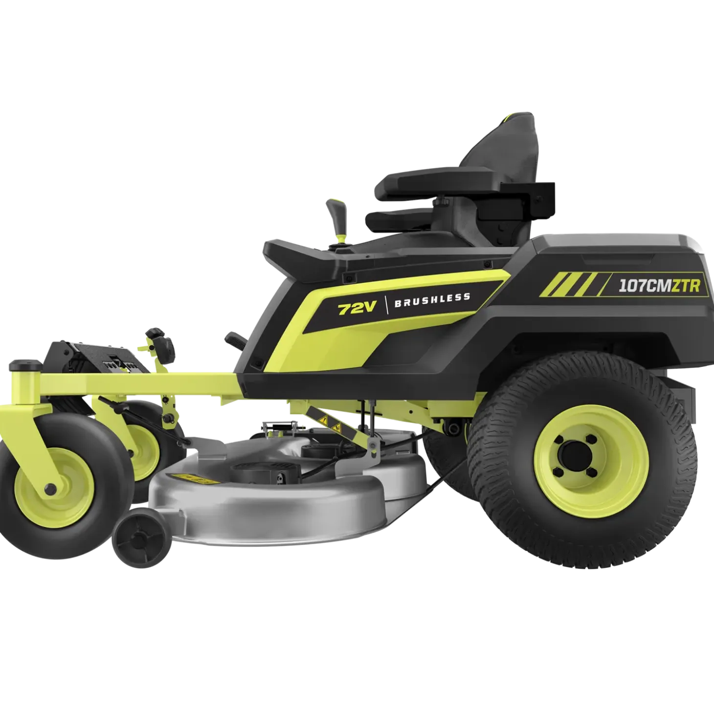 Ryobi RY72ZTRX107-210 72V 107 cm zero turn plæneklipper 2x10 Ah batt.