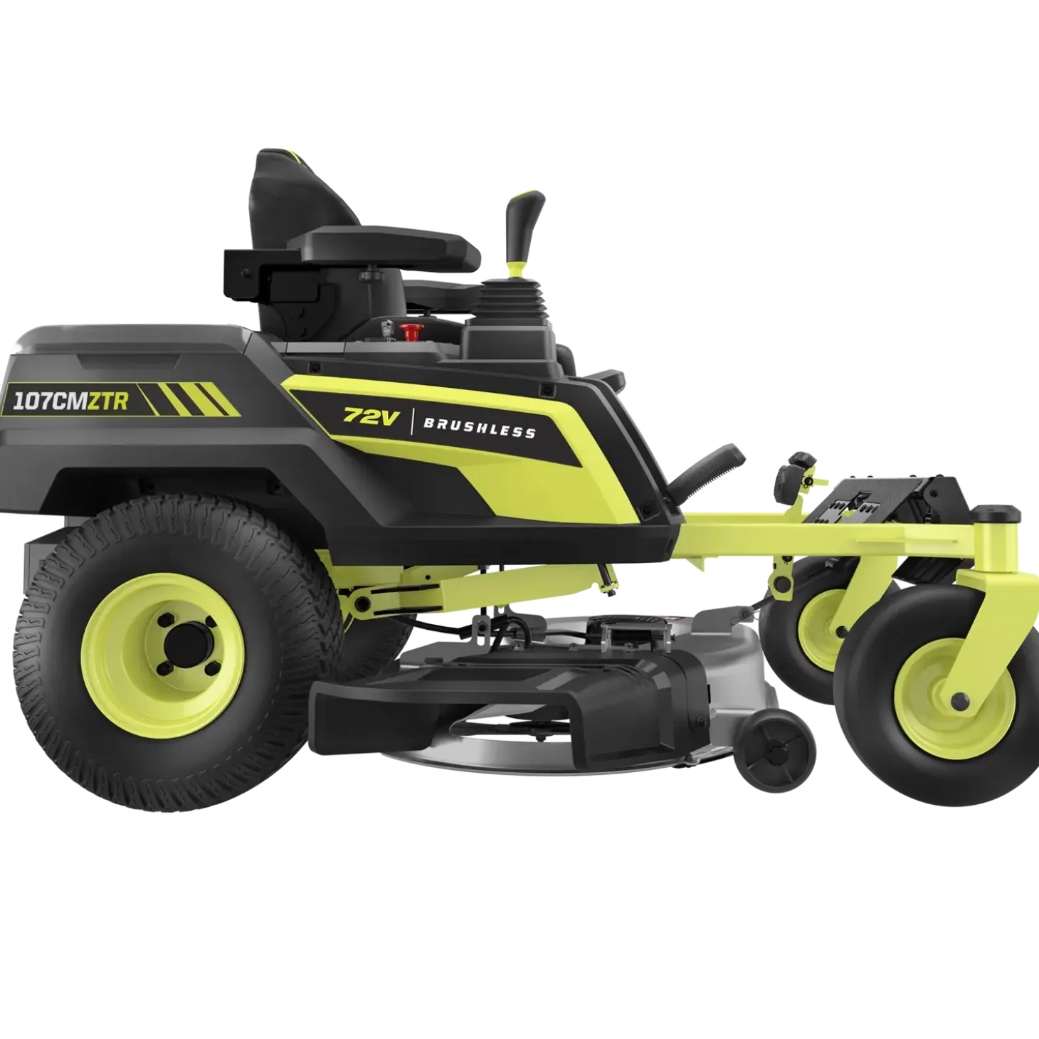 Ryobi RY72ZTRX107-210 72V 107 cm zero turn plæneklipper 2x10 Ah batt.