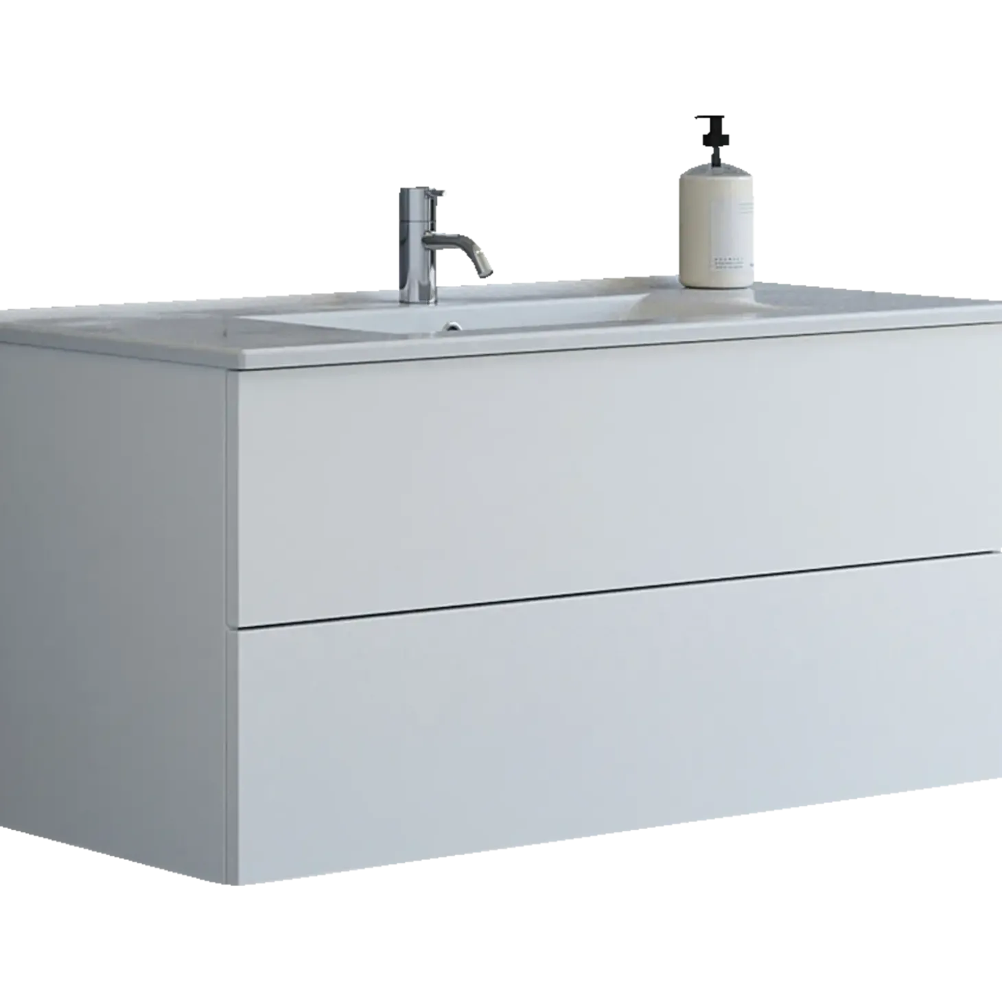 Scanbad Aria badmøbel m/vask, 2 skuffer, push open, hvid mat 81 cm