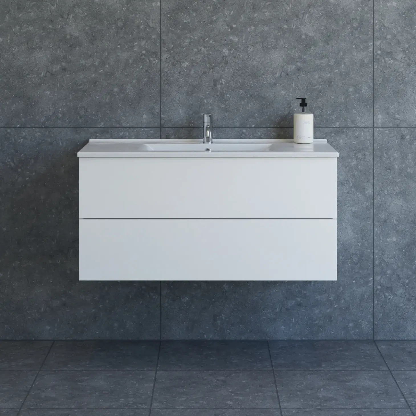 Scanbad Aria badmøbel m/vask, 2 skuffer, push open, hvid mat 81 cm