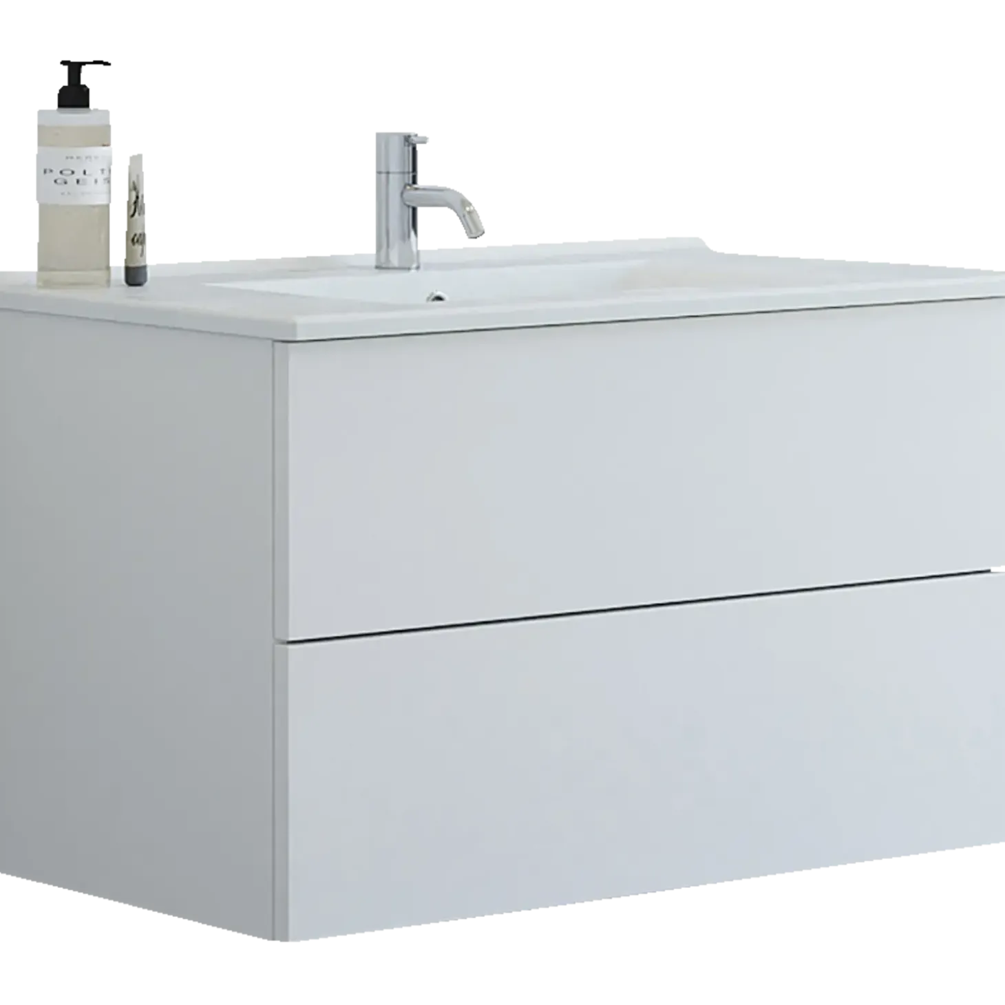 Scanbad Aria badmøbel m/vask, 2 skuffer, push open, hvid mat 81 cm