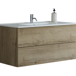 Scanbad Aria badmøbel m/vask, 2 skuffer, push open, natur eg 81 cm