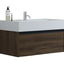 Scanbad badmøbel m/Asyre vask/højre, 1 skuffe, brun eg 81 cm