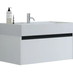Scanbad badmøbel m/Asyre vask/venstre, 1 skuffe, hvid mat 81 cm