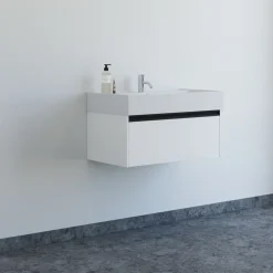 Scanbad badmøbel m/Asyre vask/venstre, 1 skuffe, hvid mat 81 cm