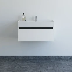 Scanbad badmøbel m/Asyre vask/venstre, 1 skuffe, hvid mat 81 cm