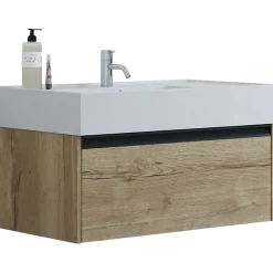 Scanbad badmøbel m/Asyre vask/venstre, 1 skuffe, natur eg 81 cm