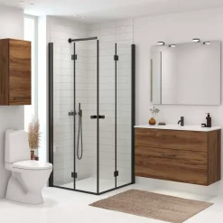 Scanbad B-Foldedør til brusekabine 200x87-89 cm sort m/klar glas
