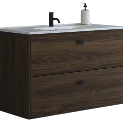 Scanbad Delta badmøbel m/Karat vask, 2 skuffer, brun eg 100 cm