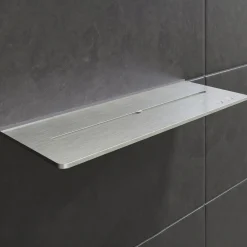 Schlüter hylde rektangulær pure, børstet stål